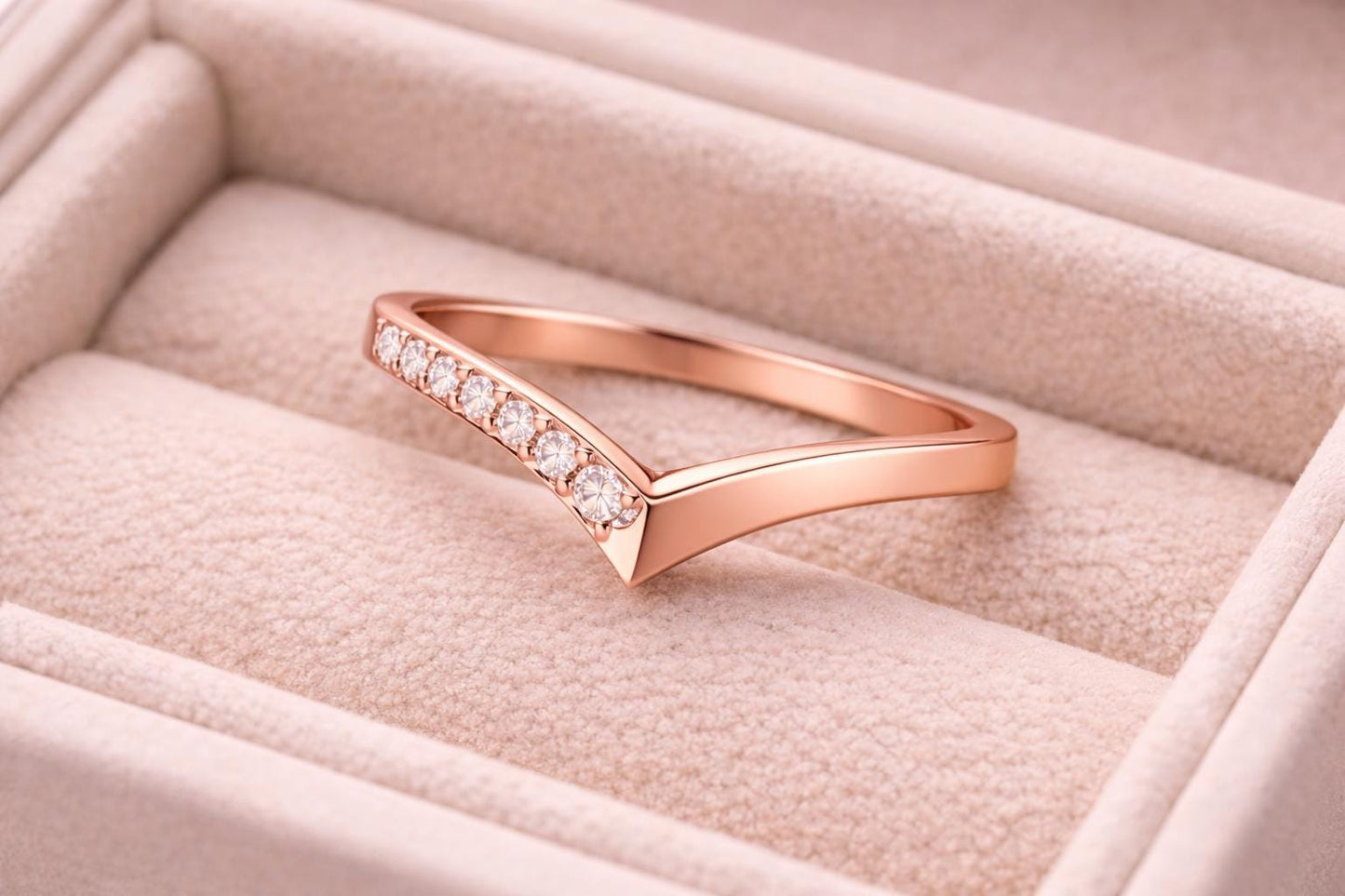 CZ Chevron Ring 925 Silver | V Shape Stacking Band | Minimal Wedding Ring | Promise Gift