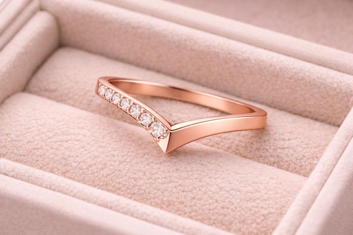 CZ Chevron Ring 925 Silver | V Shape Stacking Band | Minimal Wedding Ring | Promise Gift