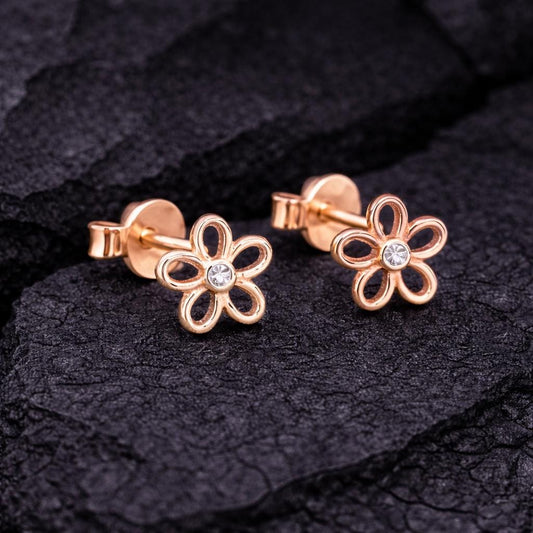 925 Silver Flower Stud , Minimal CZ Studs, Tiny Daisy Earrings, Dainty Studs, Jewelry Gift