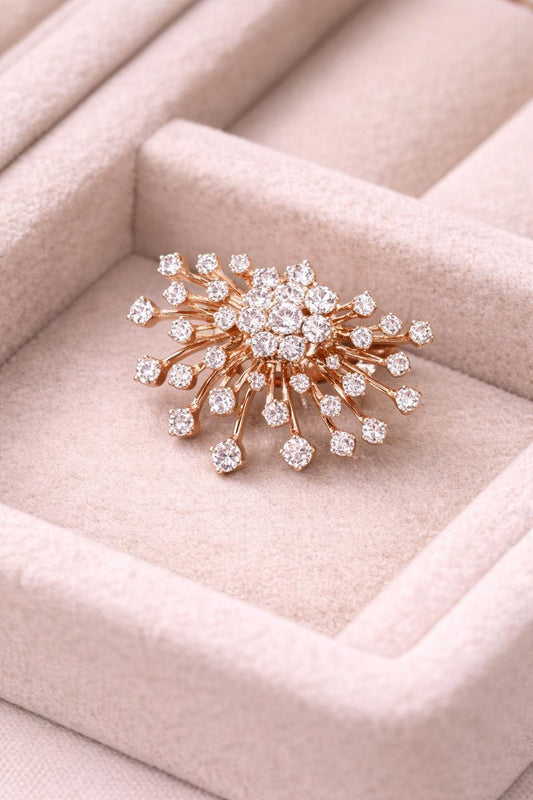 CZ Sunburst Studs, 925 Sterling Silver Firework Earrings