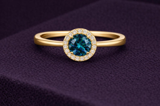 925 Silver London Topaz Ring, Blue Halo Ring, White CZ Accent , Gift for Her