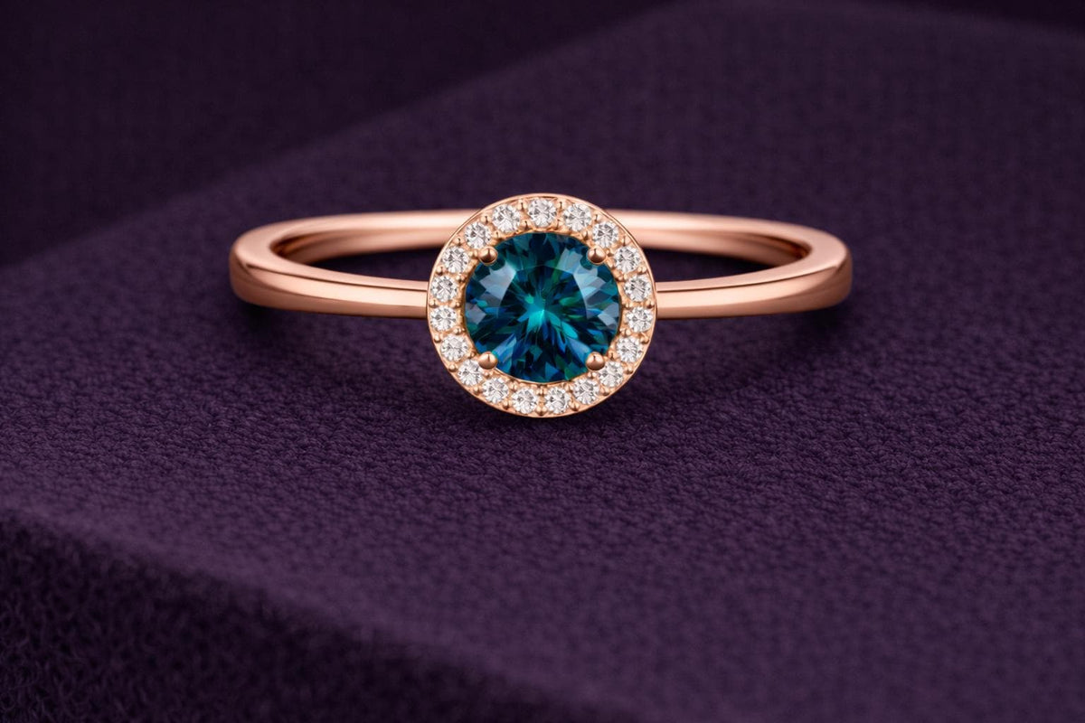 925 Silver London Topaz Ring, Blue Halo Ring, White CZ Accent , Gift for Her