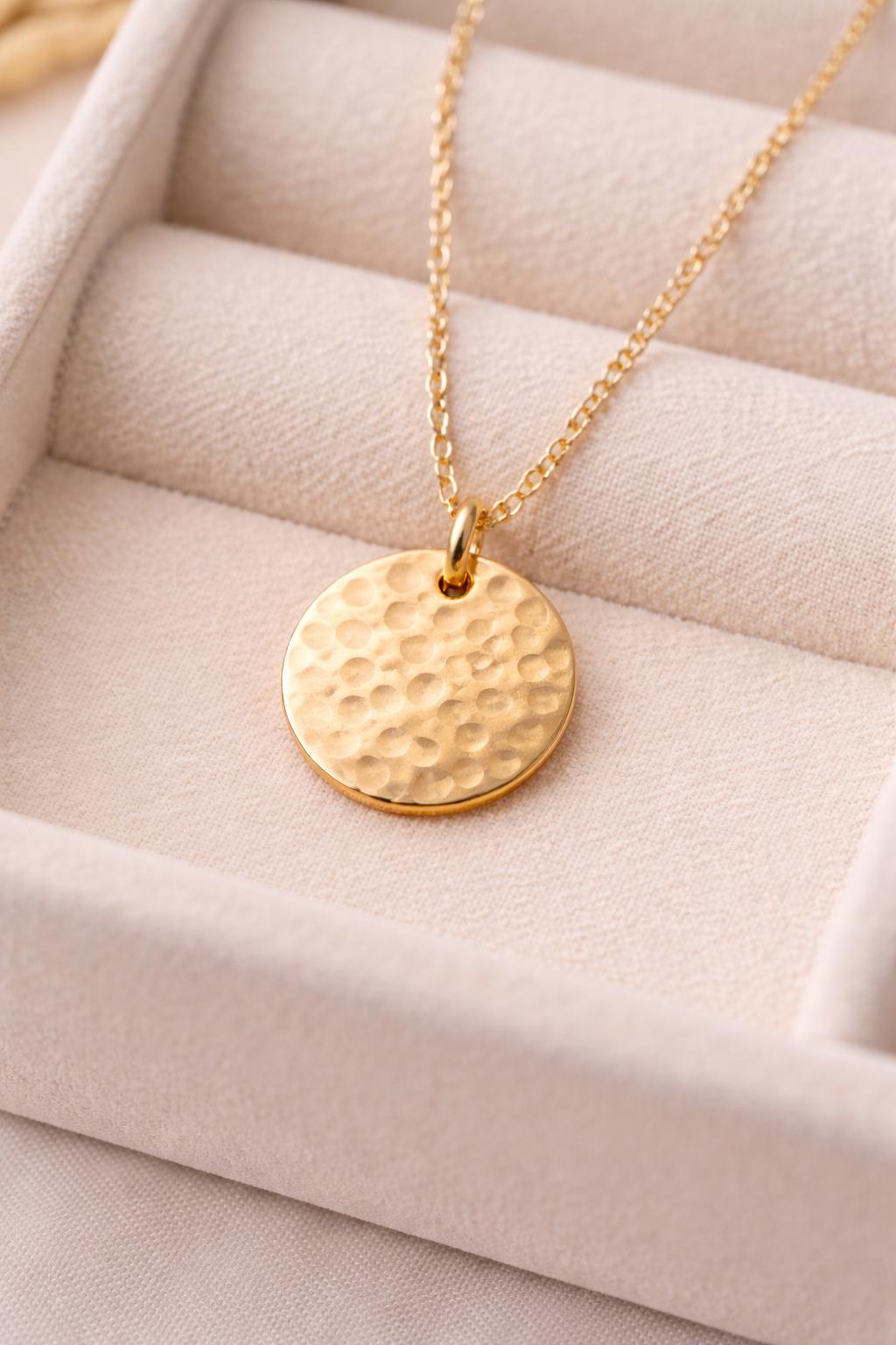 Hammered Disc Necklace | Minimal Silver Coin Necklace | Sterling Everyday Jewelry