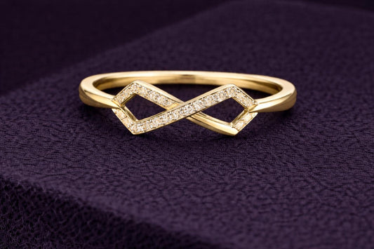 925 Sterling Silver Infinity Ring CZ Diamond Geometric Band