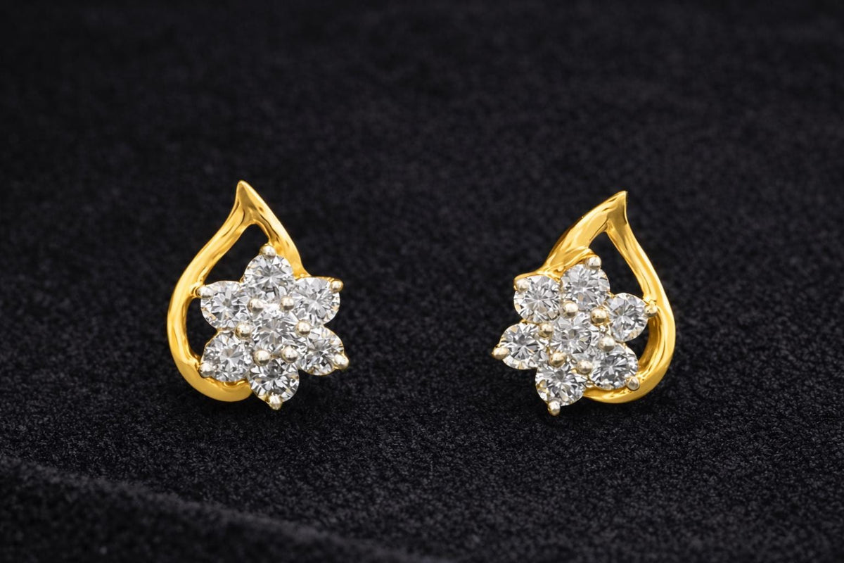 925 Sterling Silver Flower Stud Earrings CZ Diamond Floral Jewelry