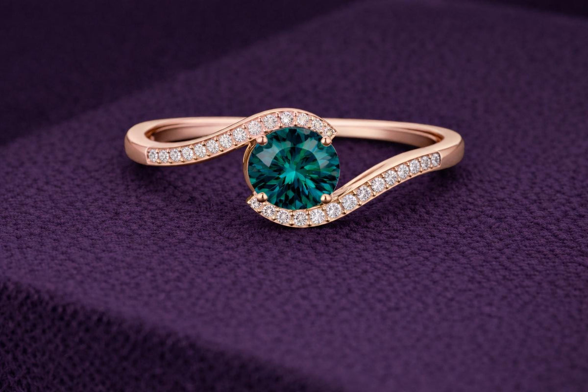 925 Sterling Silver London Blue Topaz Ring Curved Engagement Ring