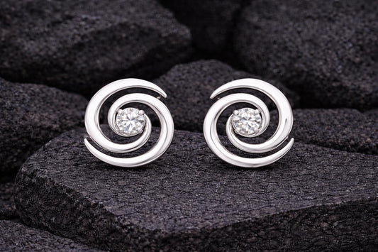 Spiral CZ Stud Earrings 925 Silver | Swirl Studs | Minimal Earrings | Dainty Diamond Look
