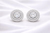 Halo Stud Earrings 925 Silver | Round Diamond Look Studs | Minimal Earrings | Bridal CZ