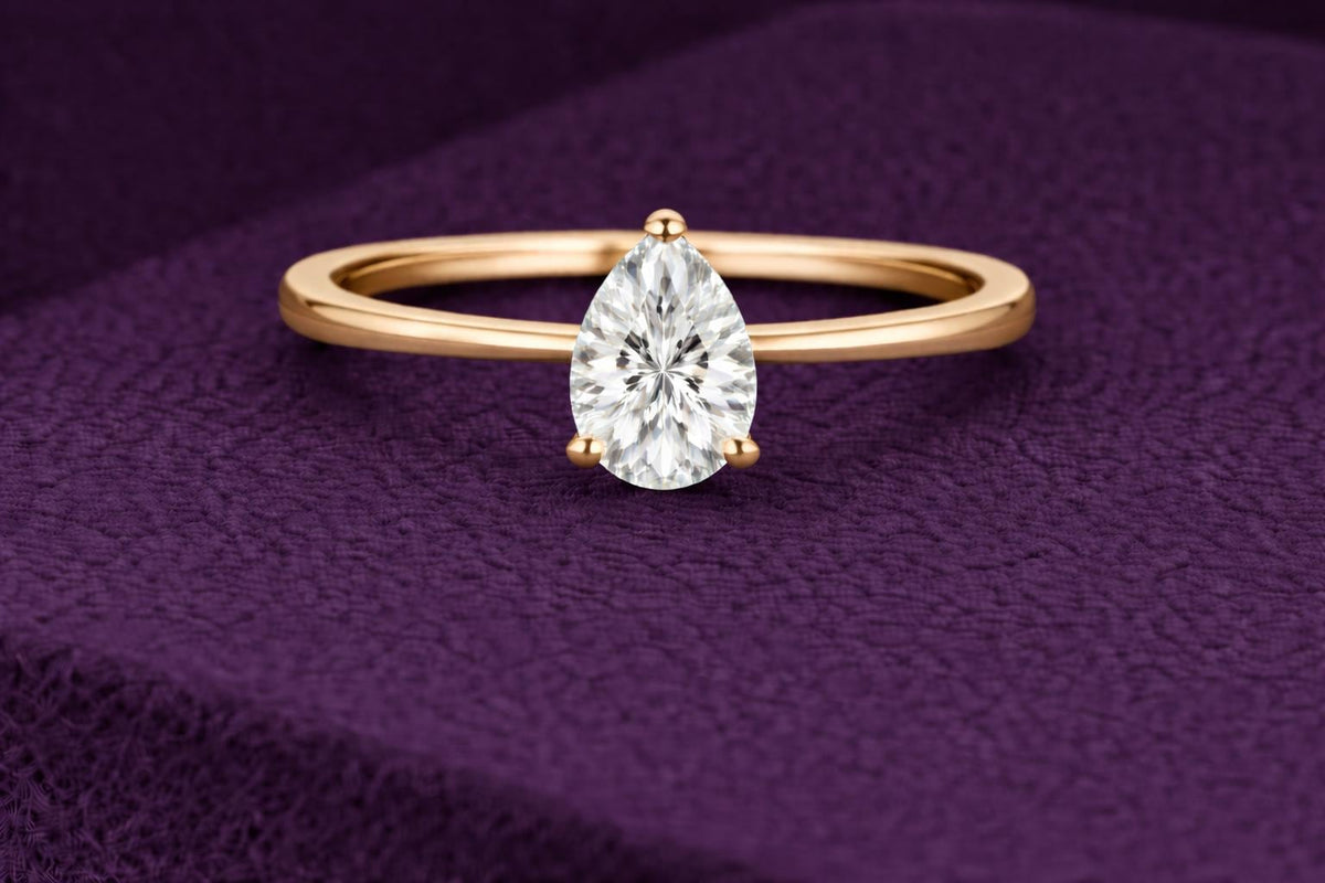 Pear CZ Ring 925 Silver | Teardrop Solitaire | Minimal Engagement Ring | Diamond Look