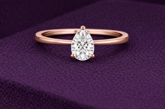 Pear CZ Ring 925 Silver | Teardrop Solitaire | Minimal Engagement Ring | Diamond Look