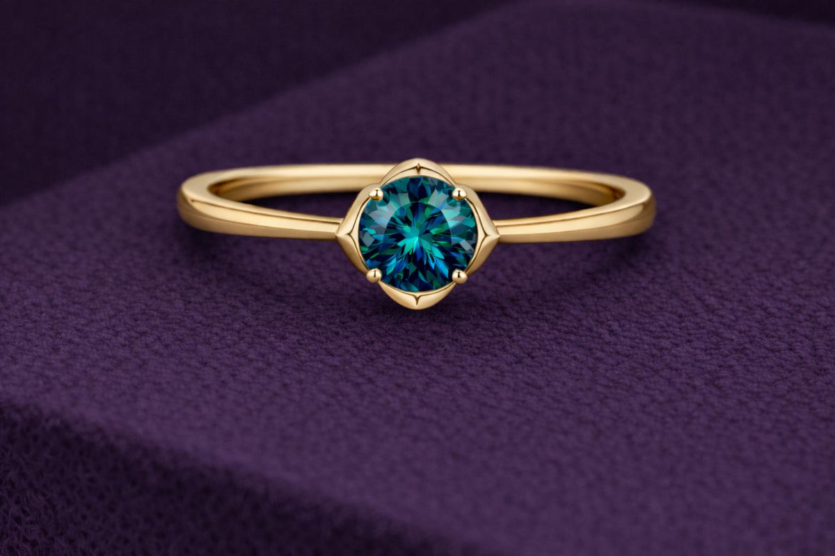 London Blue Topaz 925 Silver | Round Solitaire Ring | Minimal Engagement Ring | December Birthstone