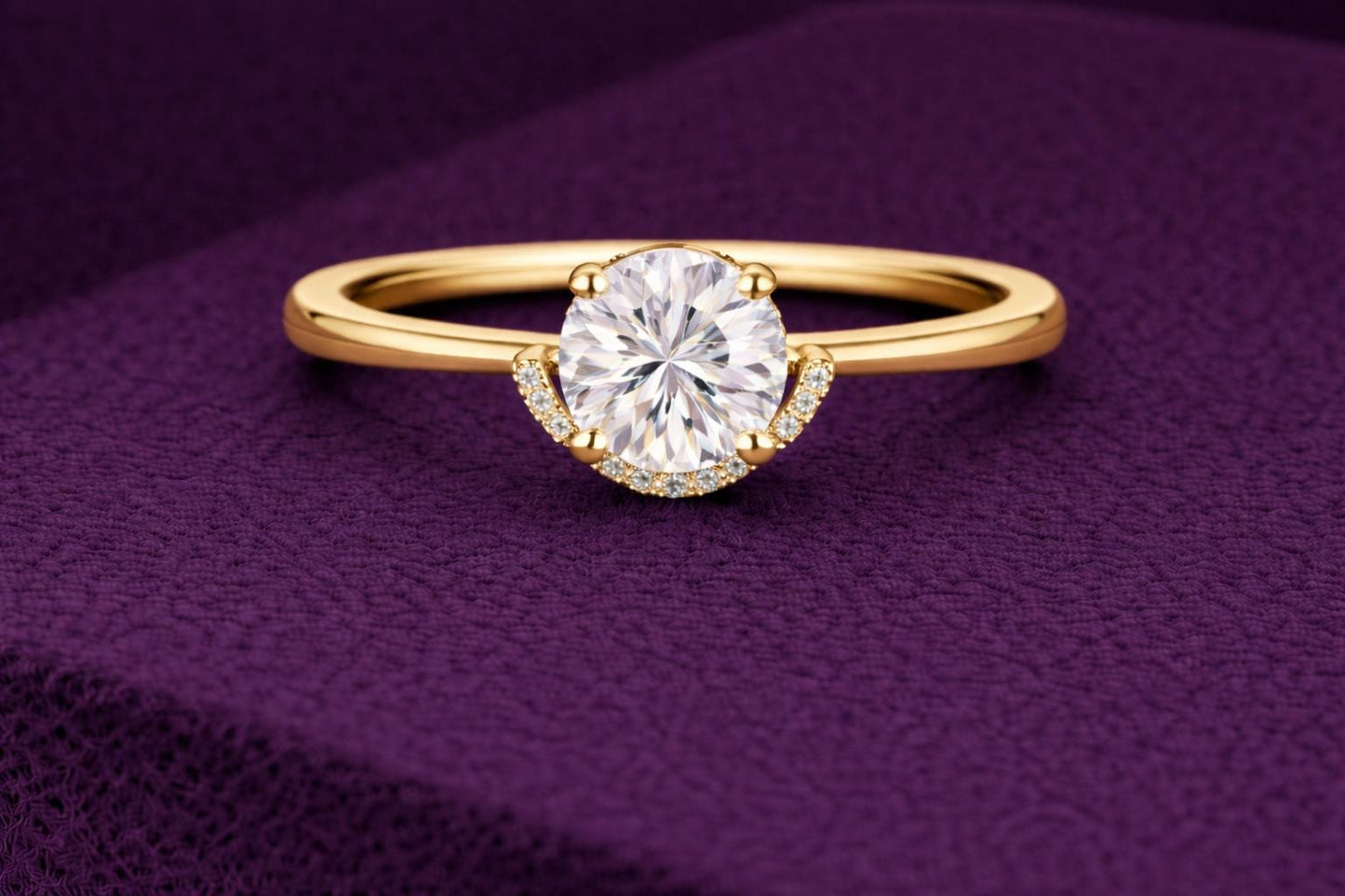 Round CZ Ring 925 Silver | Pavé Solitaire | Minimal Engagement Ring | Diamond Look
