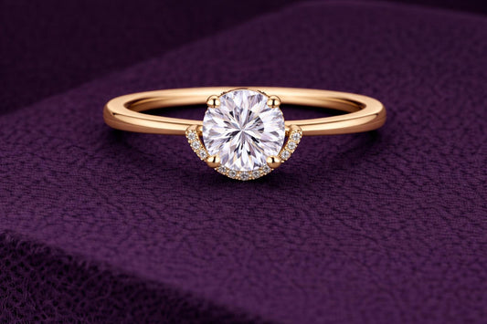Round CZ Ring 925 Silver | Pavé Solitaire | Minimal Engagement Ring | Diamond Look