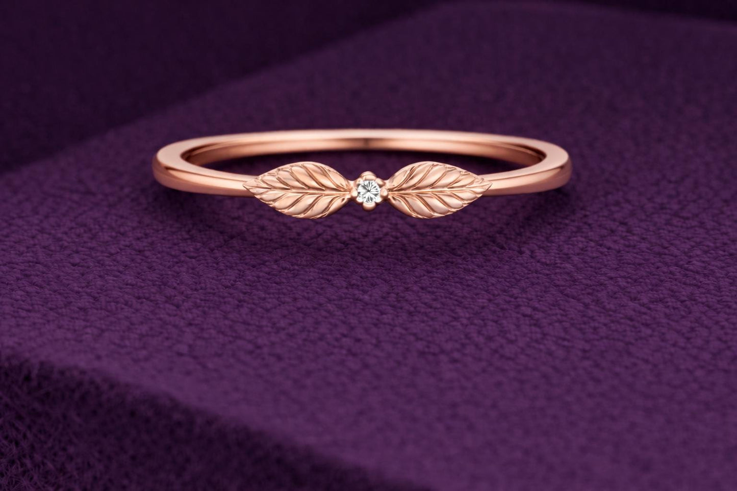 Leaf CZ Ring 925 Silver | Nature Inspired Ring | Minimal Stacking |