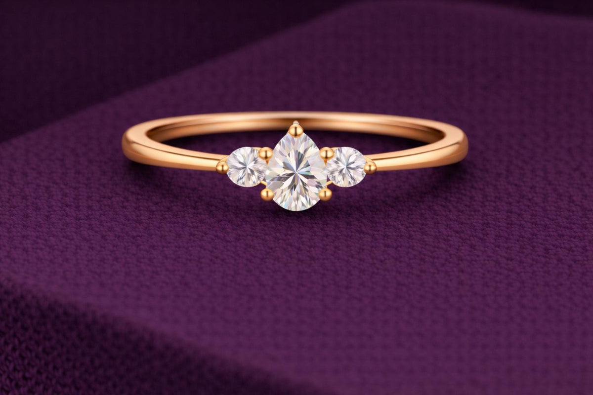 Pear CZ Three Stone 925 Silver | Trilogy Engagement Ring | Minimal Promise Ring |