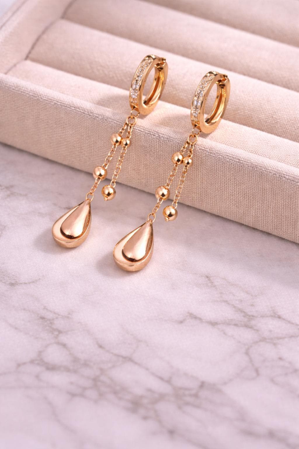 925 Silver Teardrop Earrings | CZ Chain Drop Hoop | Minimal Sterling Silver Jewelry