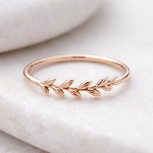 Sterling Silver Leaf Ring | Minimalist Botanical Band