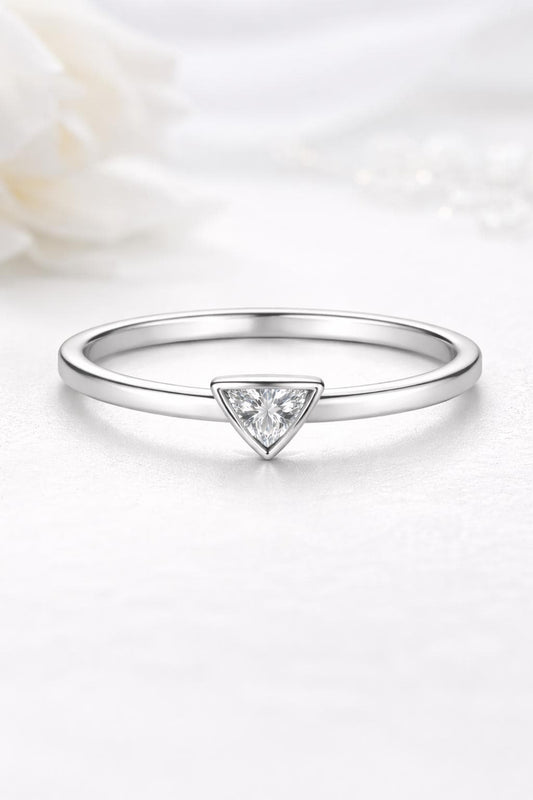 Dainty Sterling Silver Triangle Ring | Minimalist CZ Jewelry