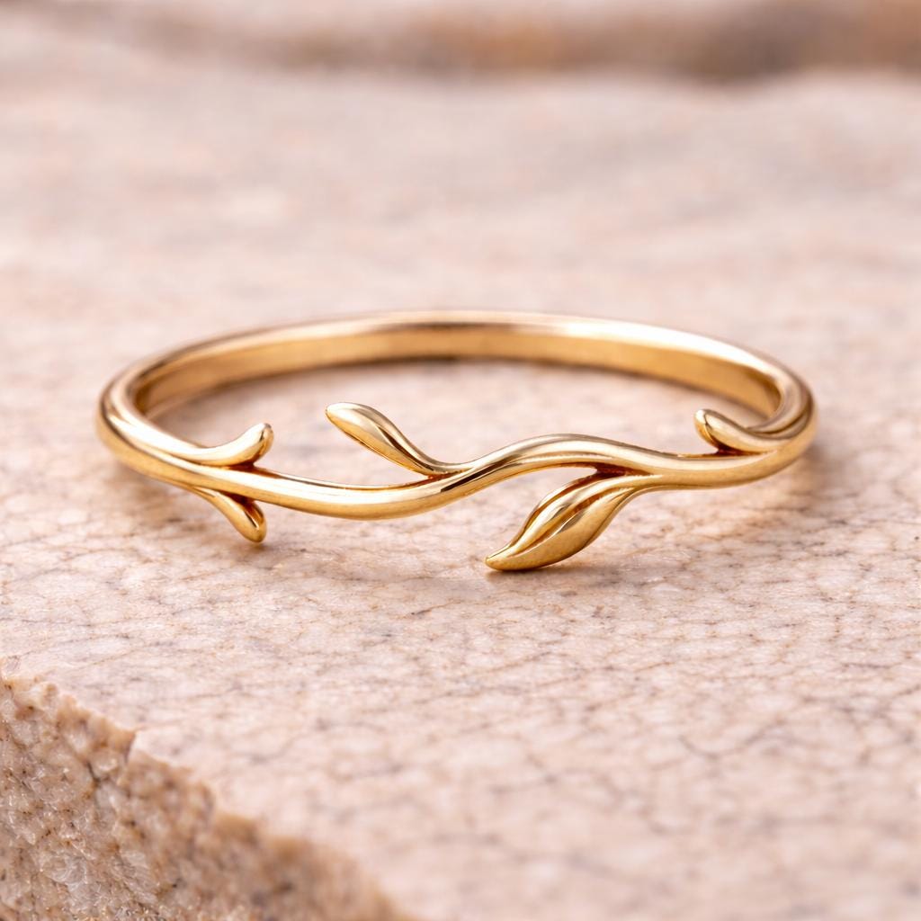 Sterling Silver Olive Leaf Ring | Minimalist Wrap Band