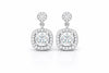 CZ Halo Drop Earrings 925 Silver | Cushion Cut Dangle | Bridal Earrings | Gift for Her