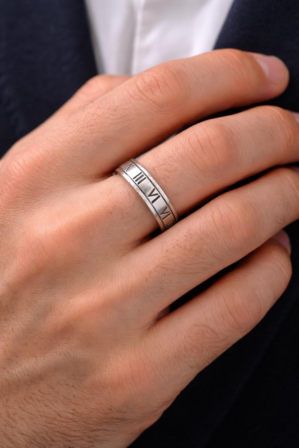 Roman Numeral Ring 925 Silver | Minimal Unisex Band | Anniversary Gift | Promise Ring