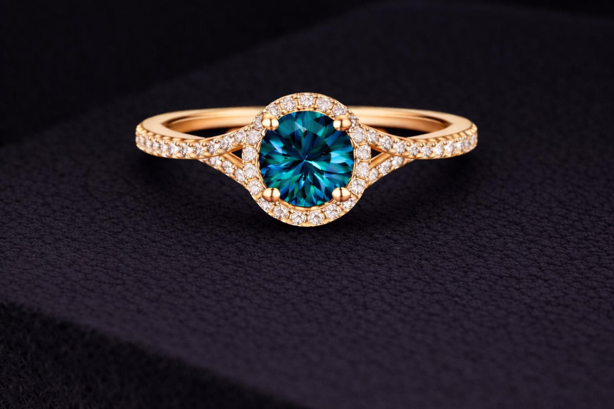 London Blue Topaz Ring 925 Silver | Halo Engagement Ring | Anniversary Gift for Her