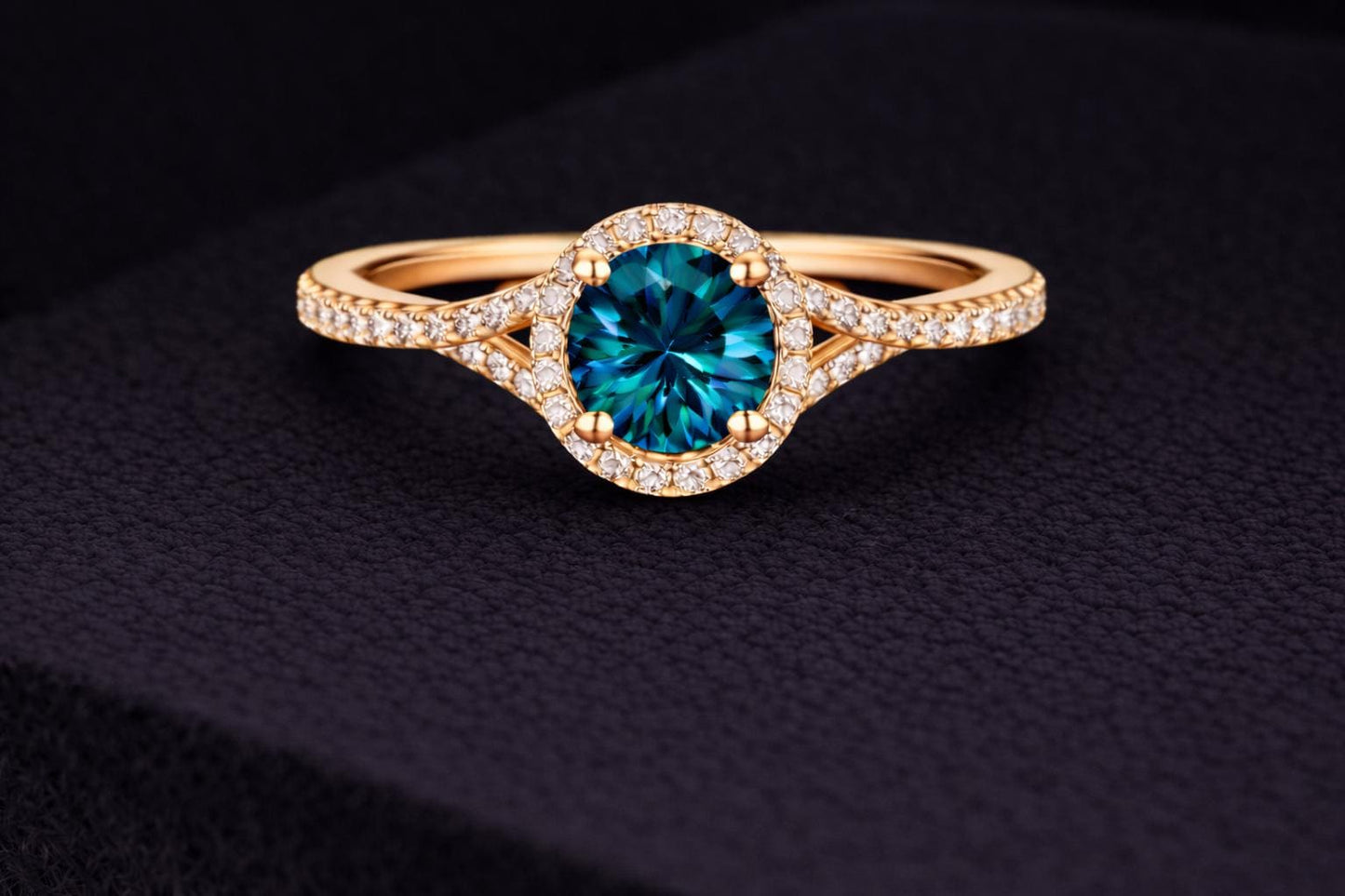 London Blue Topaz Ring 925 Silver | Halo Engagement Ring | Anniversary Gift for Her
