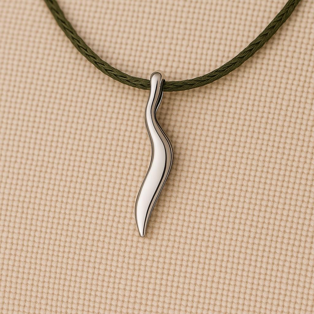 925 Silver Wavy Pendant | Sterling Silver Minimal Necklace | Modern Abstract Charm | Unisex Jewelry