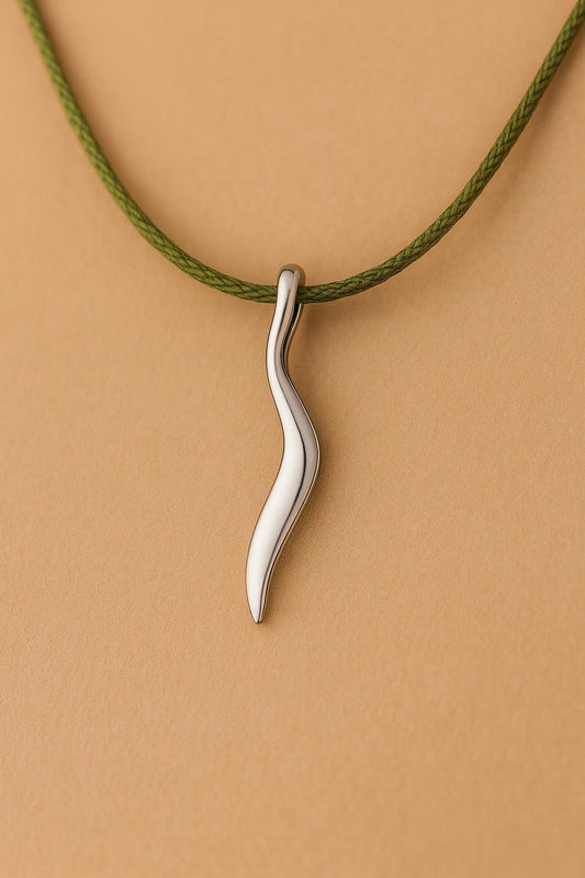 925 Silver Wavy Pendant | Sterling Silver Minimal Necklace | Modern Abstract Charm | Unisex Jewelry