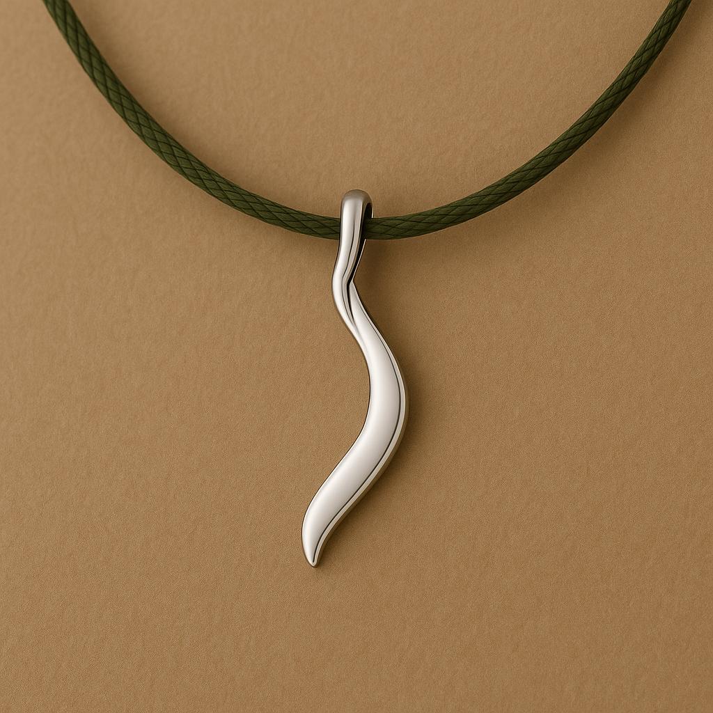 925 Silver Wavy Pendant Necklace | Sterling Silver Minimal Charm | Modern Abstract Unisex Jewelry
