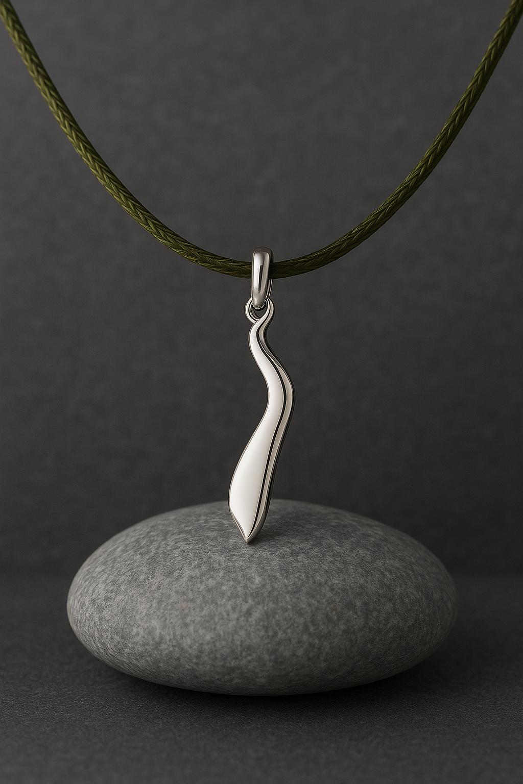 Minimal Abstract Silver Pendant Necklace | 925 Sterling Silver Modern Curve Charm | Dainty Handmade