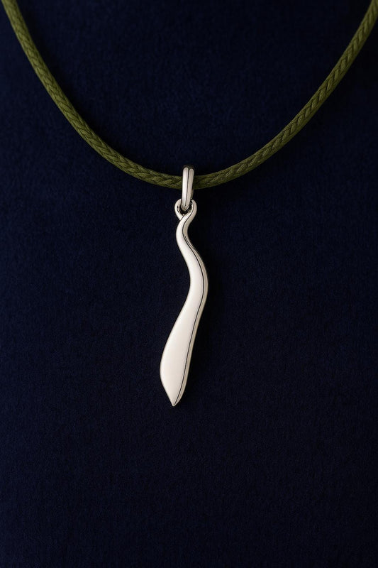 Minimal Abstract Silver Pendant Necklace | 925 Sterling Silver Modern Curve Charm | Dainty Handmade