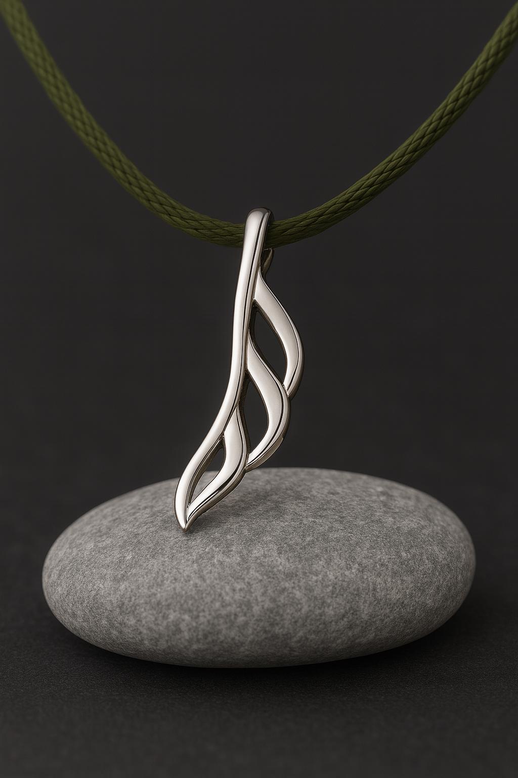 Minimal Abstract Silver Pendant Necklace | 925 Sterling Silver Charm | Modern Dainty Handmade Jewelry