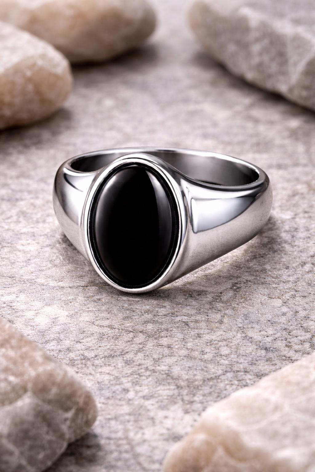 Black Onyx 925 Silver | Oval Signet | Men Women Minimal Ring | Sterling Silver Jewelry
