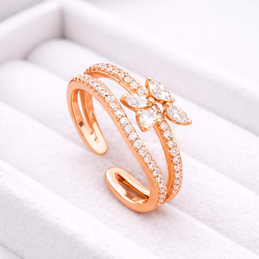 Handmade Sterling Silver CZ Open Ring | Adjustable Minimalist Band