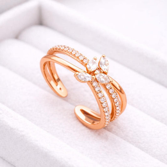 CZ Silver Open Ring | 925 Sterling Silver Adjustable Band | Sparkling Minimal