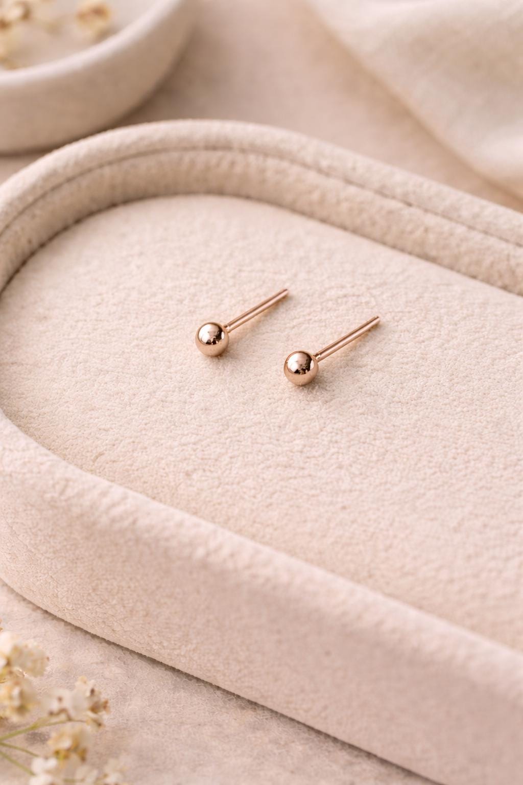 Minimal Silver Ball Stud Earrings | 925 Sterling Silver Tiny Dot Studs | Dainty Everyday Jewelry