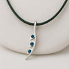 London Blue Topaz Necklace 925 Silver | Curved Pendant Necklace | Minimal Stone Jewelry