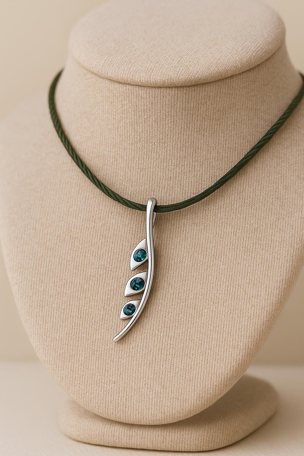 London Blue Topaz Necklace 925 Silver | Curved Pendant Necklace | Minimal Stone Jewelry