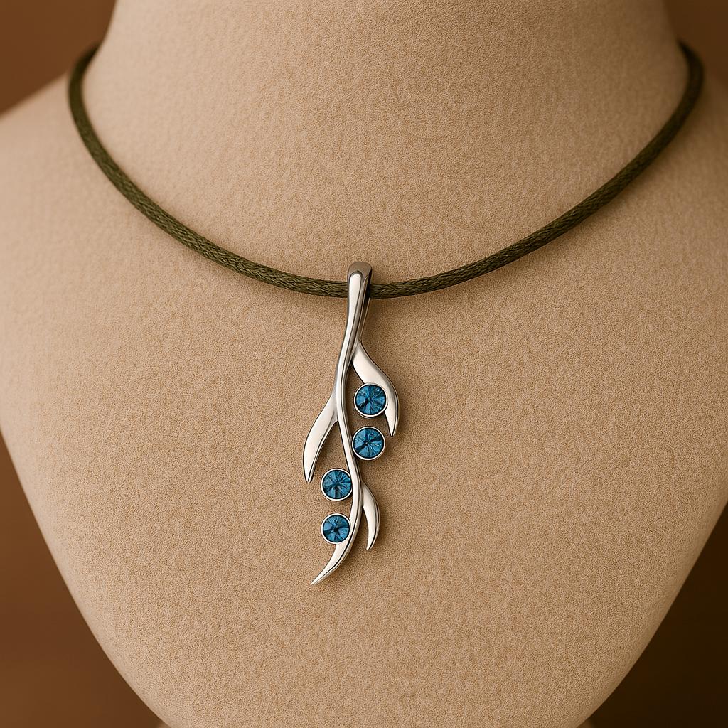 London Blue Topaz 925 Sterling Silver Necklace | Minimal Vine Pendant