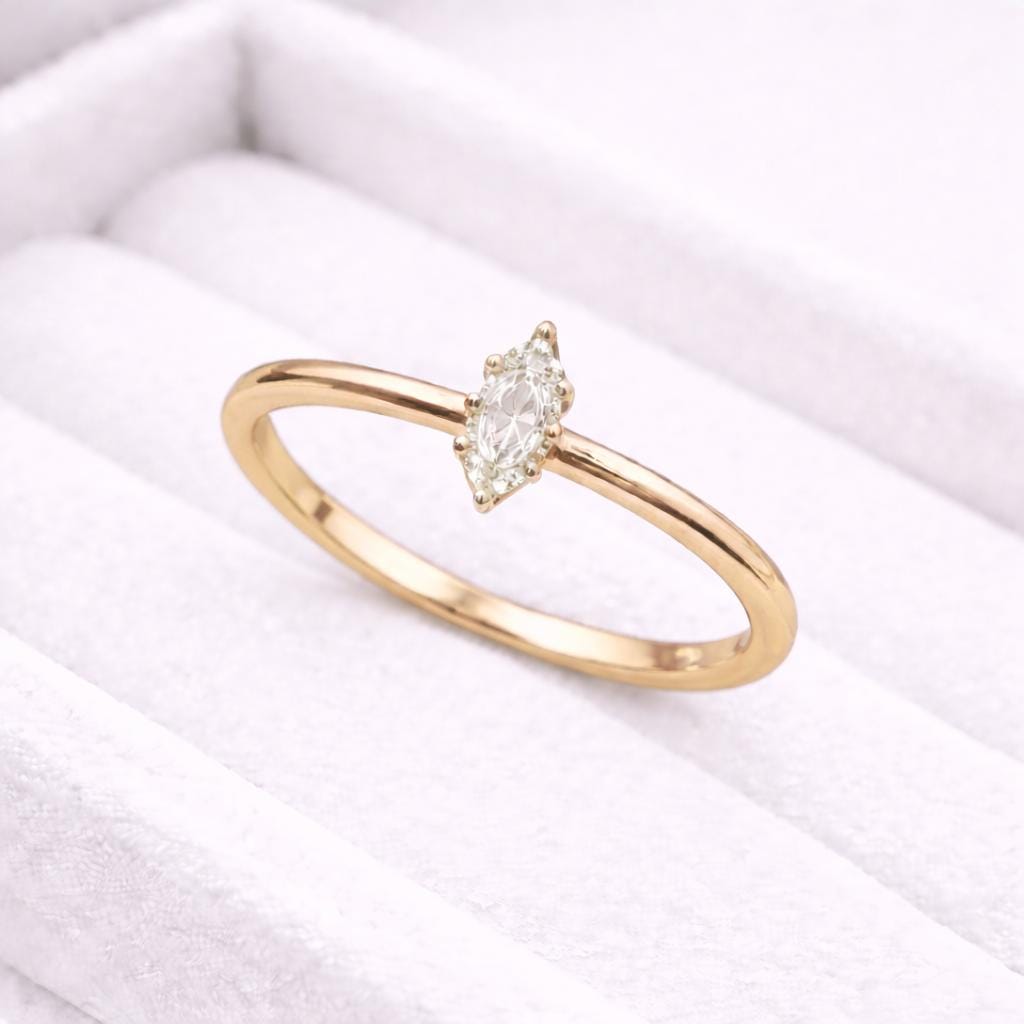 Marquise CZ Ring | 925 Sterling Silver Solitaire Ring | Minimal Dainty Engagement