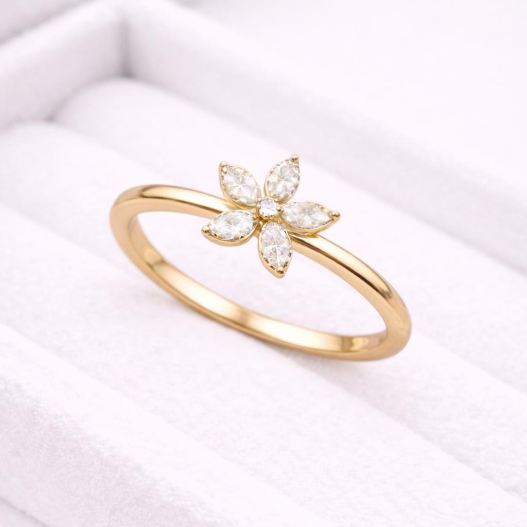 CZ Flower Silver Ring | 925 Sterling Silver Floral | Minimal Dainty Sparkle Gift