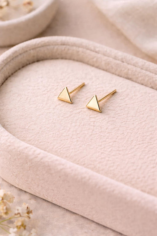 Triangle Silver Stud Earrings | 925 Sterling Silver Minimal Geometric Studs | Dainty Everyday Jewelry