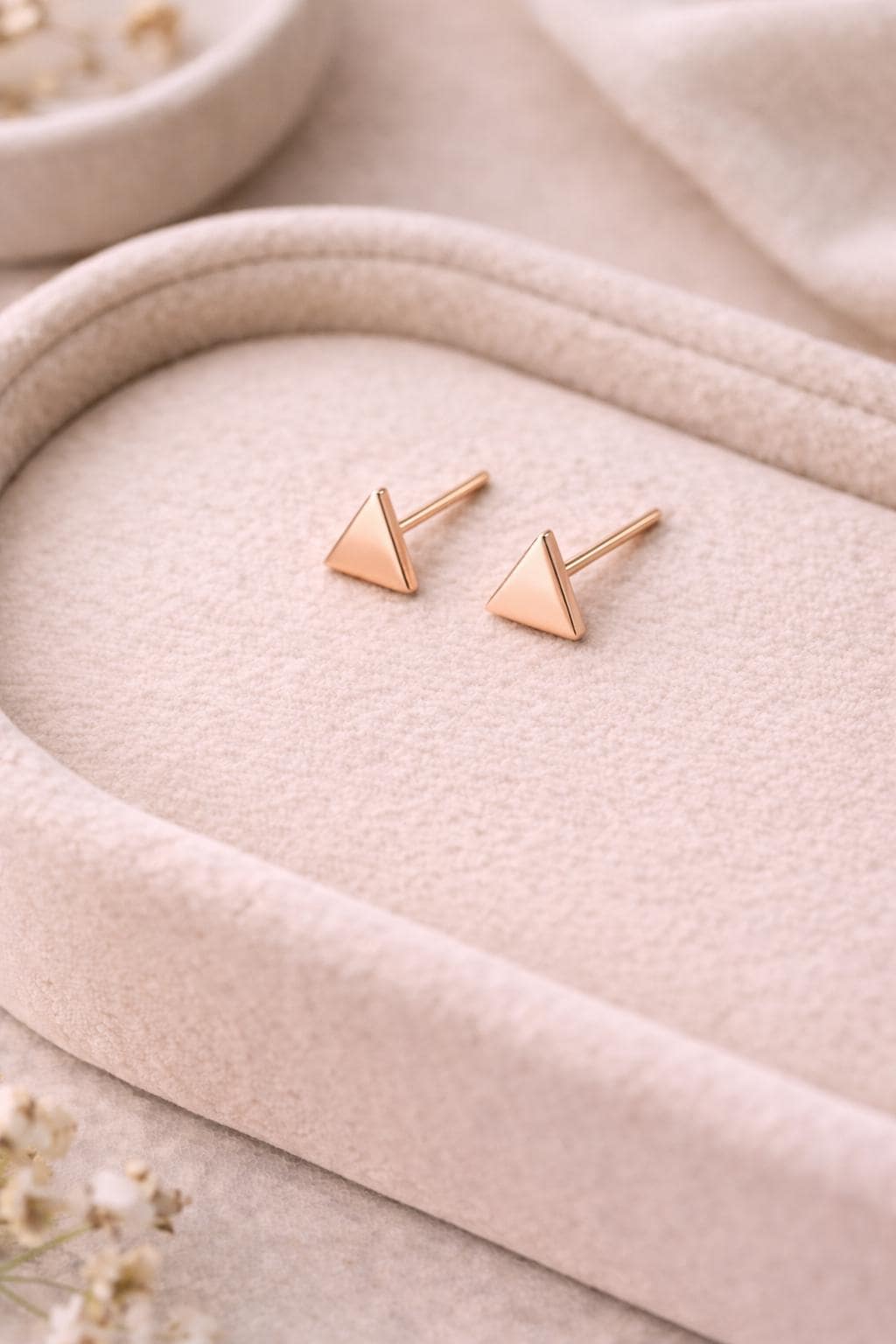 Triangle Silver Stud Earrings | 925 Sterling Silver Minimal Geometric Studs | Dainty Everyday Jewelry