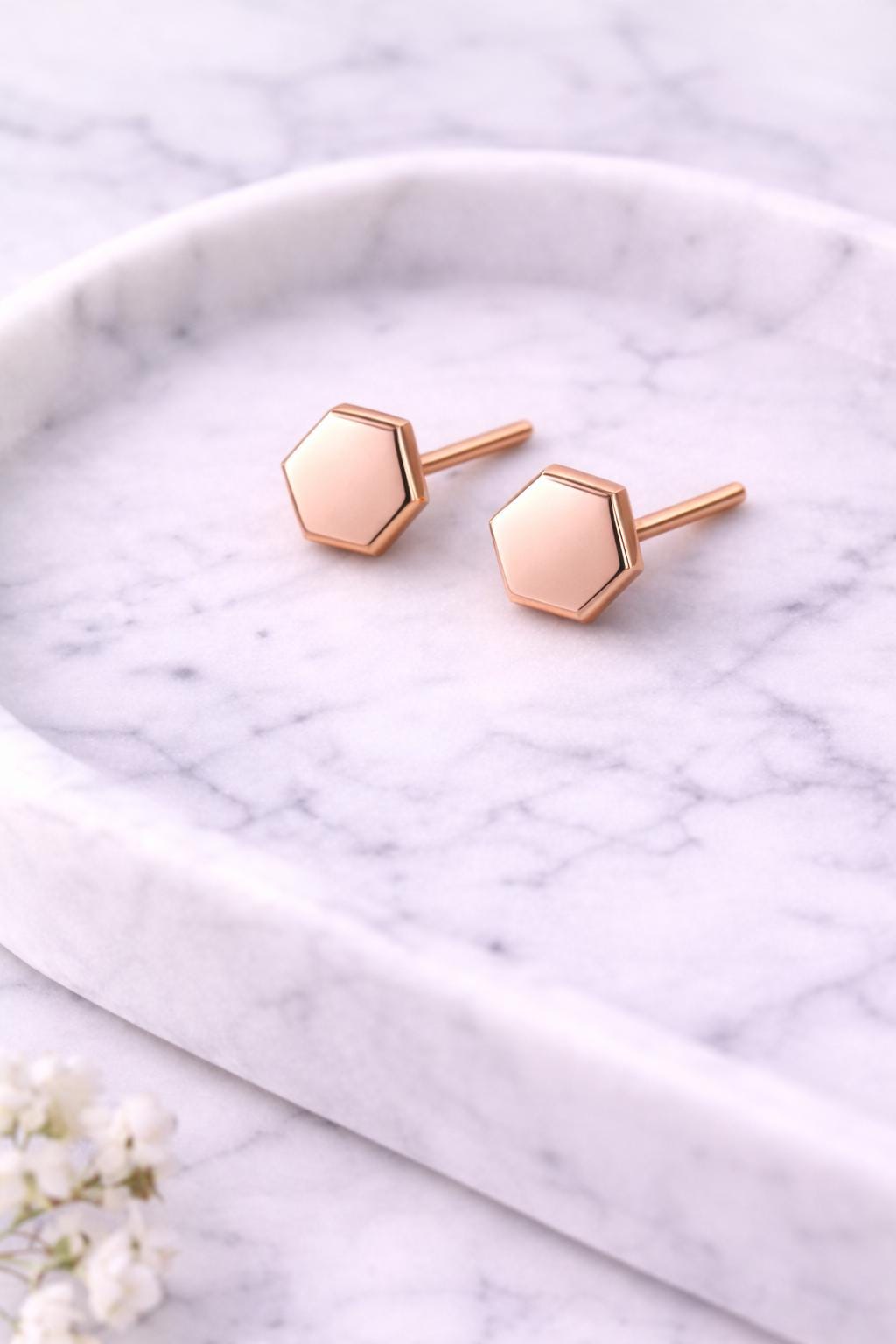 Hexagon Silver Stud Earrings | 925 Sterling Silver Minimal Geometric Studs | Modern Everyday Jewelry