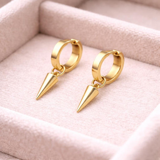 925 Silver Spike Hoop Earrings | Minimal Dangle Huggie Hoops | Punk Gothic Silver