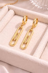 925 Silver Paperclip Drop Earrings | Minimal Link Dangle Hoop Earrings