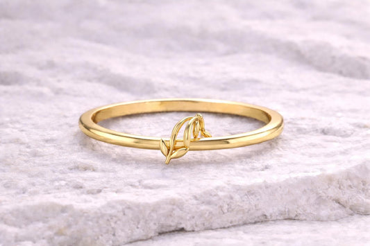 925 Silver Lily Flower Ring Minimal Floral Band Dainty Nature Jewelry