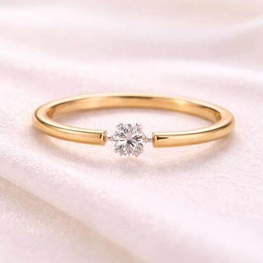 925 Silver CZ Solitaire Ring Minimal Diamond Look Promise Ring