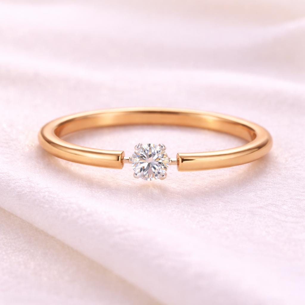 925 Silver CZ Solitaire Ring Minimal Diamond Look Promise Ring